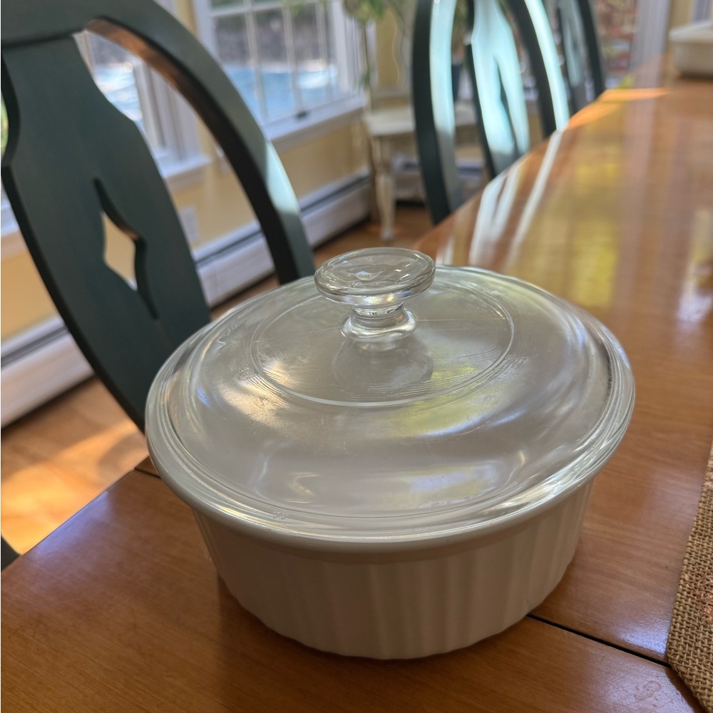 Corningware White Glass Baking Dish with Lid